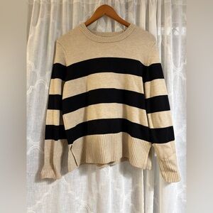 Truth by Republic Elegant Black and Tan Women's Striped Sweater Size Medium